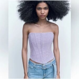 Zara Lilac Tweed Corset Top